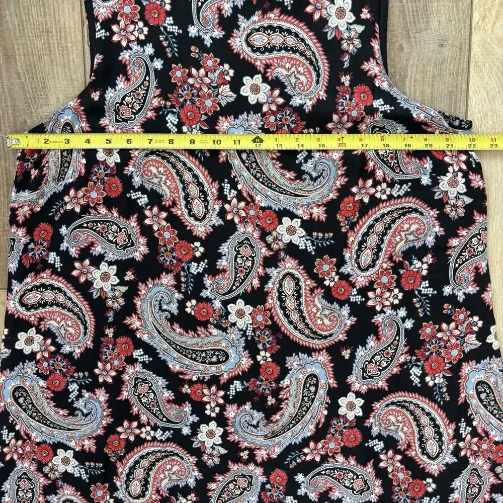 J Jill Womens Black Floral Paisley Dress Size L Shift Lined Lightweight Summer - Picture 11 of 13